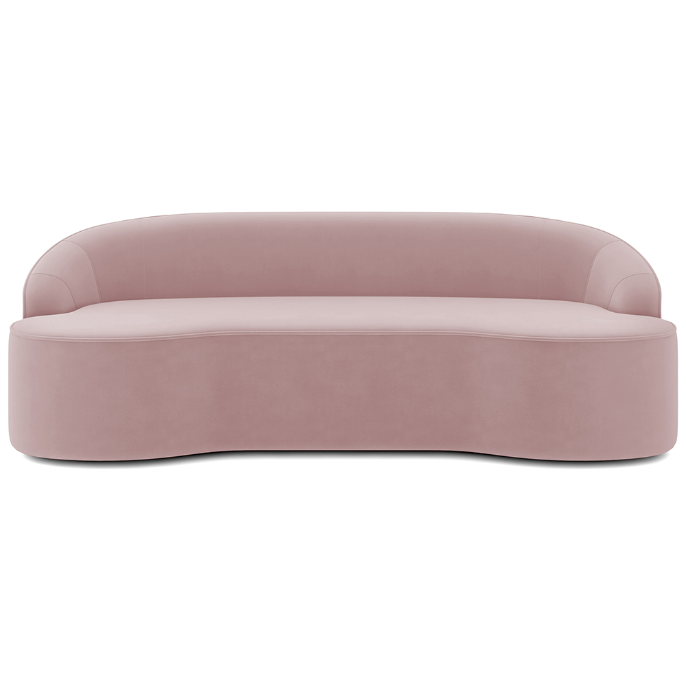 Sofá 3 Lugares Curvo Sala de Estar Living Lótus D02 Veludo Rosê 180 cm C-305 - Lyam