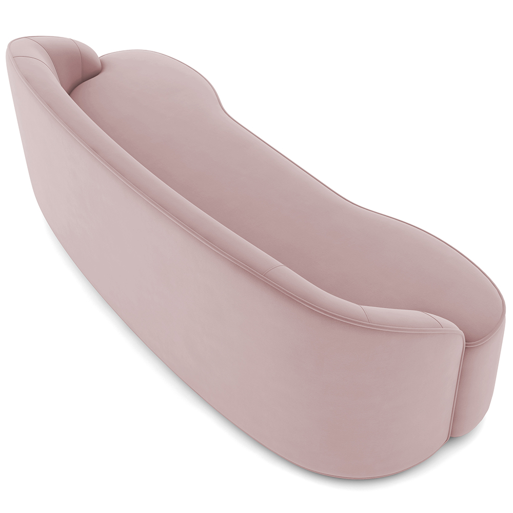 Sofá 3 Lugares Curvo Sala de Estar Living Lótus D02 Veludo Rosê 180 cm C-305 - Lyam