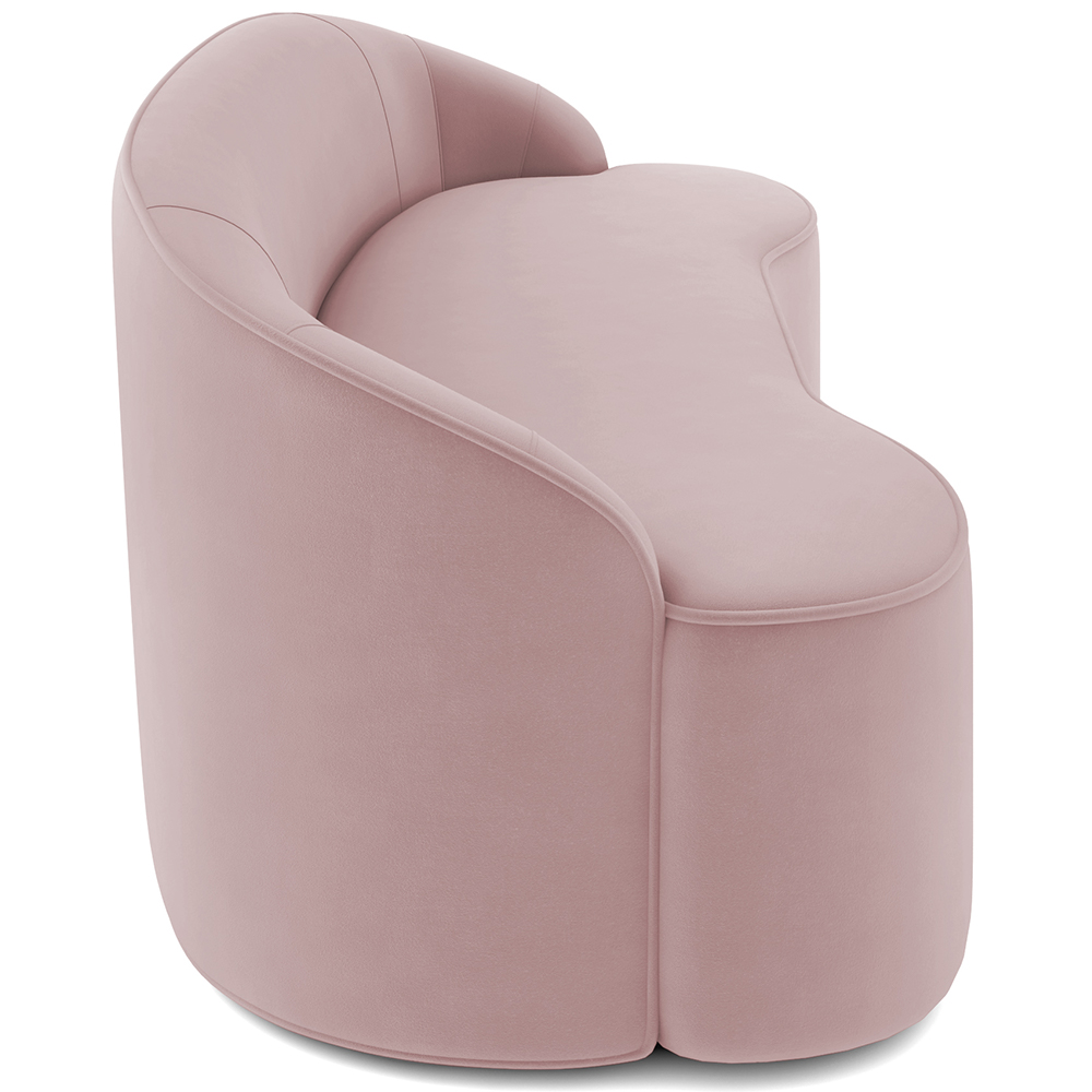Sofá 3 Lugares Curvo Sala de Estar Living Lótus D02 Veludo Rosê 180 cm C-305 - Lyam