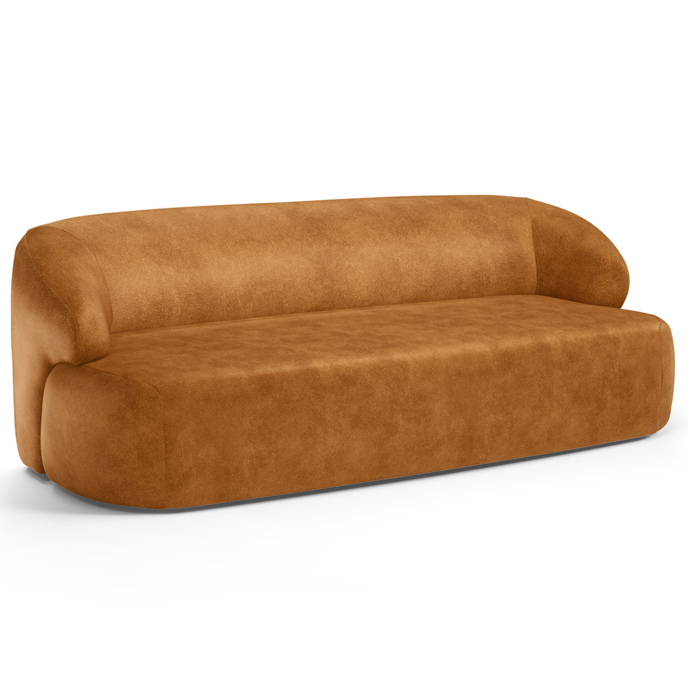 Sofá 3 Lugares Orgânico Para Sala Living 180cm Barolo L06 Couríssimo Whisky - Lyam Decor