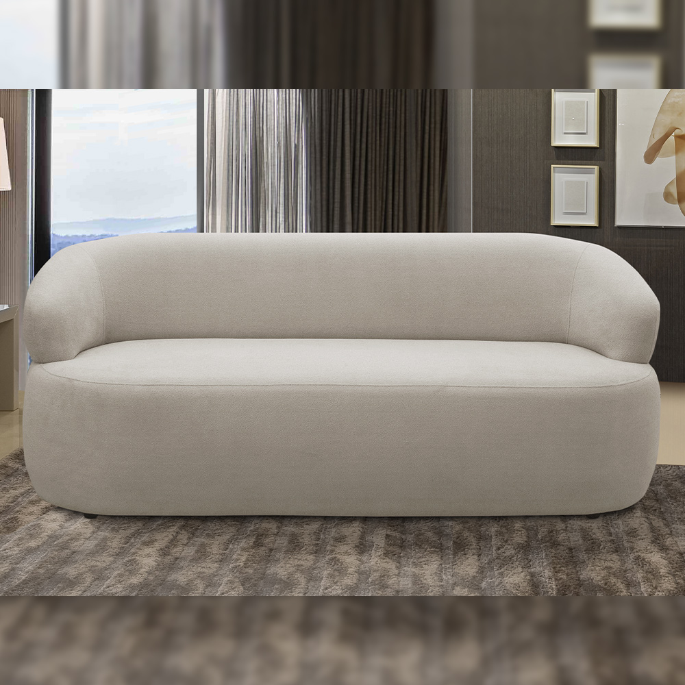 Sofá 3 Lugares Orgânico Sala de Estar Living 170cm Carmen F04 Bouclê Bege - Lyam Decor