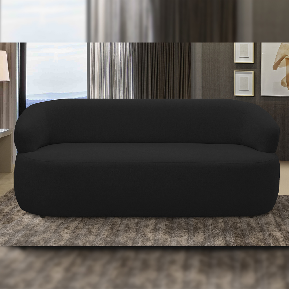 Sofá 3 Lugares Orgânico Sala de Estar Living 170cm Carmen F04 Veludo Preto - Lyam Decor