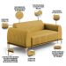Sofá 3 Lugares Para Sala De Estar Molino 180 Cm D02 Pés D'ouro Veludo Mostarda C-260 - Lyam Decor