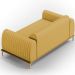 Sofá 3 Lugares Para Sala De Estar Molino 180 Cm D02 Pés D'ouro Veludo Mostarda C-260 - Lyam Decor