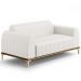 Sofá 3 Lugares Para Sala De Estar Molino 210 Cm D02 Pés D'ouro Corano Branco C-12 - Lyam Decor