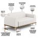 Sofá 3 Lugares Para Sala De Estar Molino 210 Cm D02 Pés D'ouro Corano Branco C-12 - Lyam Decor