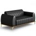 Sofá 3 Lugares Para Sala De Estar Molino 210 Cm D02 Pés D'ouro Couríssimo Preto B-159 - Lyam Decor