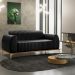 Sofá 3 Lugares Para Sala De Estar Molino 210 Cm D02 Pés D'ouro Couríssimo Preto B-159 - Lyam Decor