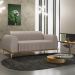 Sofá 3 Lugares Para Sala De Estar Molino 210 Cm D02 Pés D'ouro Linho Bege C-107 - Lyam Decor