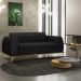 Sofá 3 Lugares Para Sala De Estar Molino 210 Cm D02 Pés D'ouro Linho Chumbo D-465 - Lyam Decor