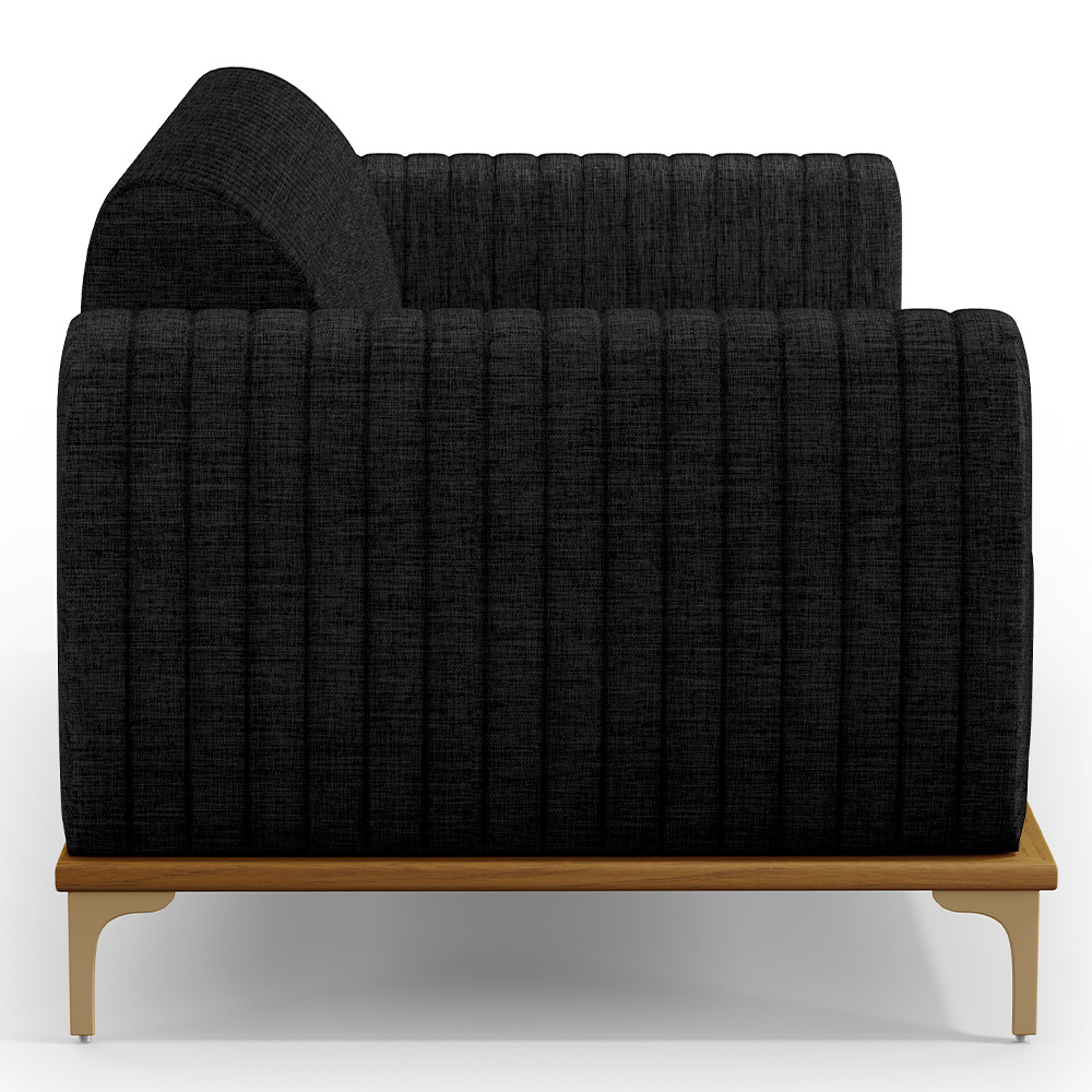 Sofá 3 Lugares Para Sala De Estar Molino 210 Cm D02 Pés D'ouro Linho Chumbo D-465 - Lyam Decor