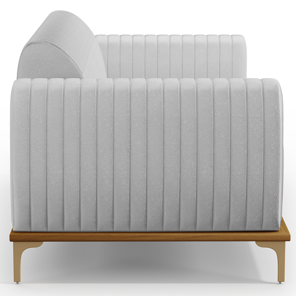 Sofá 3 Lugares Para Sala De Estar Molino 210 Cm D02 Pés D'ouro Linho Cinza D-315 - Lyam Decor
