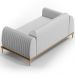 Sofá 3 Lugares Para Sala De Estar Molino 210 Cm D02 Pés D'ouro Linho Cinza D-315 - Lyam Decor