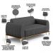 Sofá 3 Lugares Para Sala De Estar Molino 210 Cm D02 Pés D'ouro Veludo Cinza C-317 - Lyam Decor