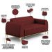 Sofá 3 Lugares Para Sala De Estar Molino 210 Cm D02 Pés D'ouro Veludo Marsala C-278 - Lyam Decor