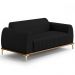 Sofá 3 Lugares Para Sala De Estar Molino 210 Cm D02 Pés D'ouro Veludo Preto C-300 - Lyam Decor