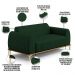 Sofá 3 Lugares Para Sala De Estar Molino 210 Cm D02 Pés D'ouro Veludo Verde Musgo C-303 - Lyam Decor