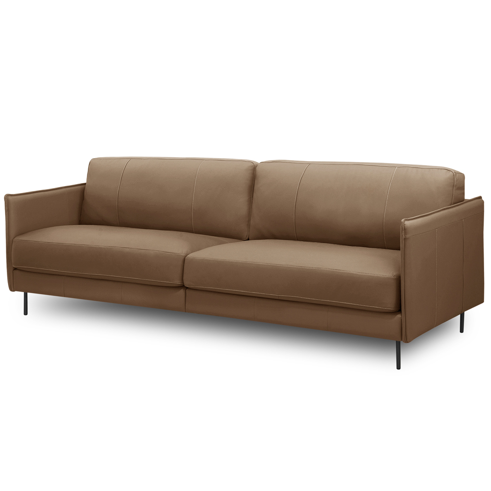 Sofá 3 Lugares Para Sala Living Industrial 210cm Romero L06 Couro Marrom Claro - Lyam Decor