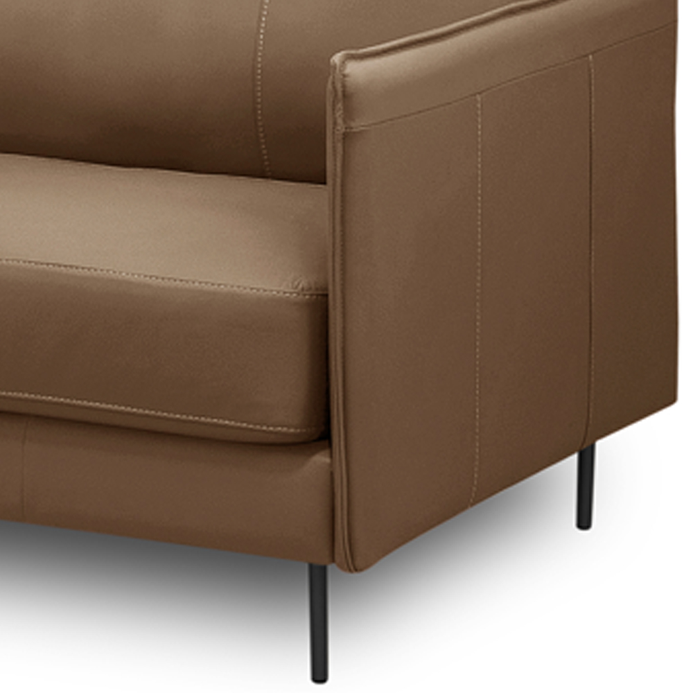 Sofá 3 Lugares Para Sala Living Industrial 210cm Romero L06 Couro Marrom Claro - Lyam Decor