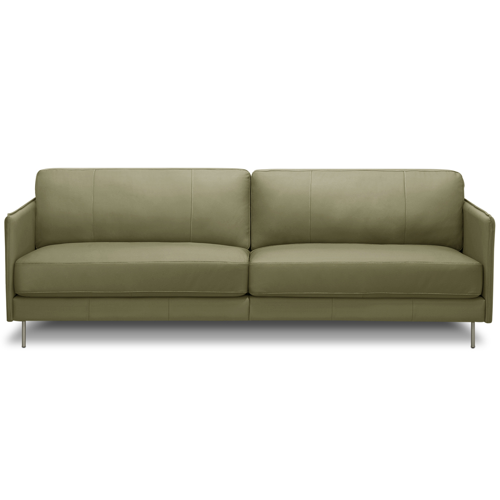 Sofá 3 Lugares Para Sala Living Industrial 210cm Romero L06 Couro Verde Musgo - Lyam Decor