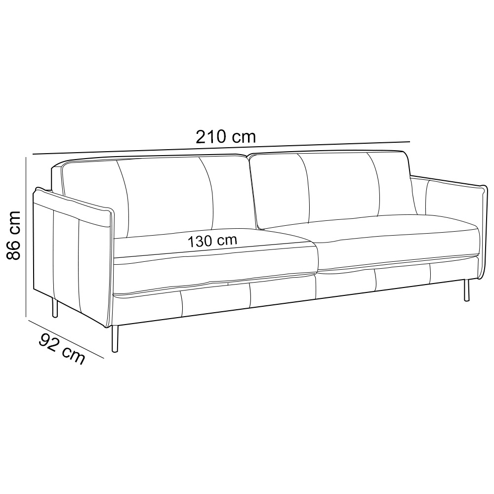 Sofá 3 Lugares Para Sala Living Industrial 210cm Romero L06 Couro Verde Musgo - Lyam Decor