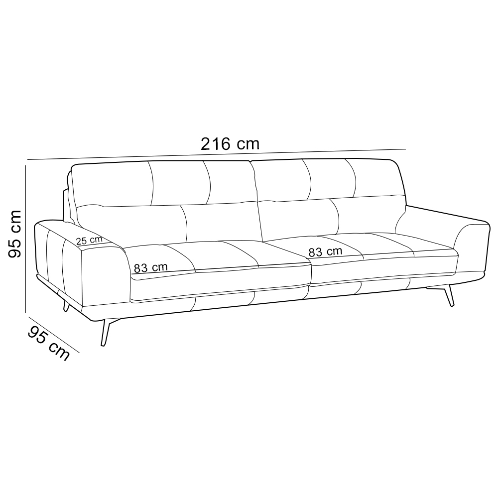 Sofá 3 Lugares Para Sala Living Industrial 216cm Cádis L06 Couro Marrom Escuro - Lyam Decor