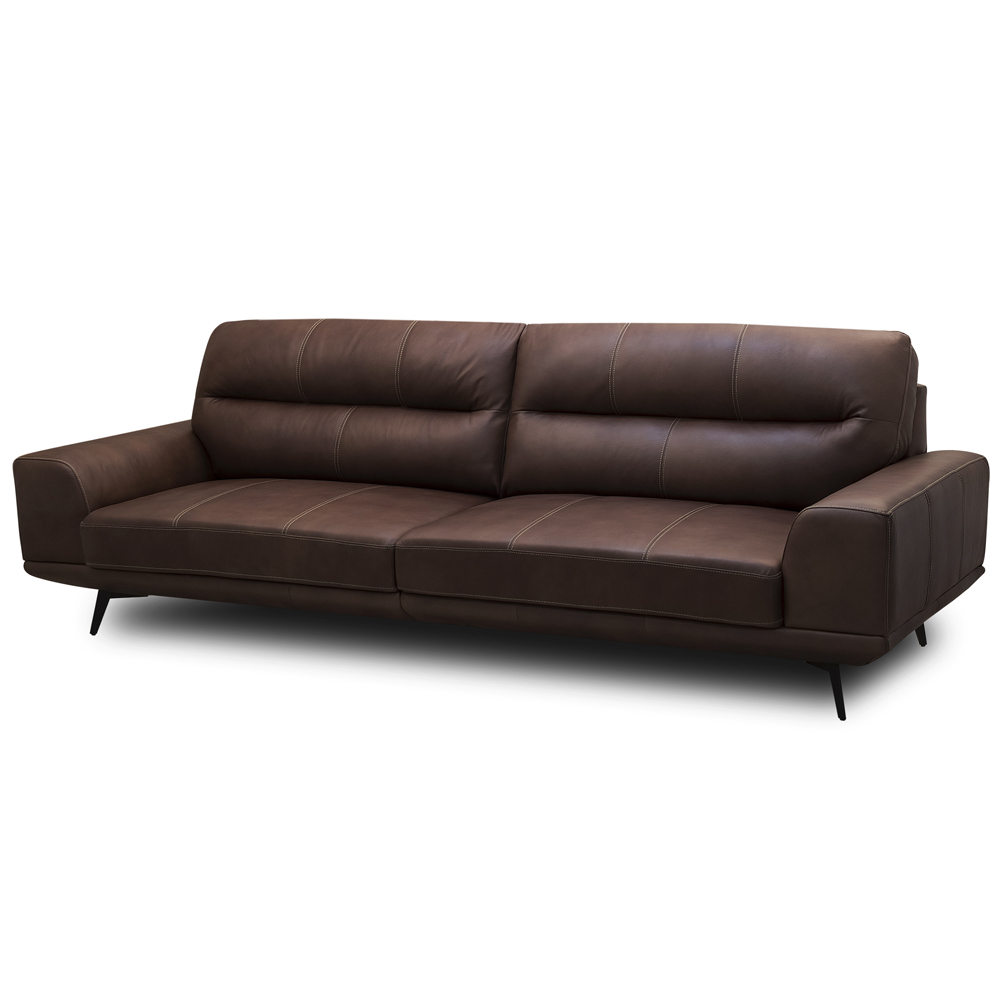 Sofá 3 Lugares Para Sala Living Industrial 216cm Cádis L06 Couro Marrom Escuro - Lyam Decor