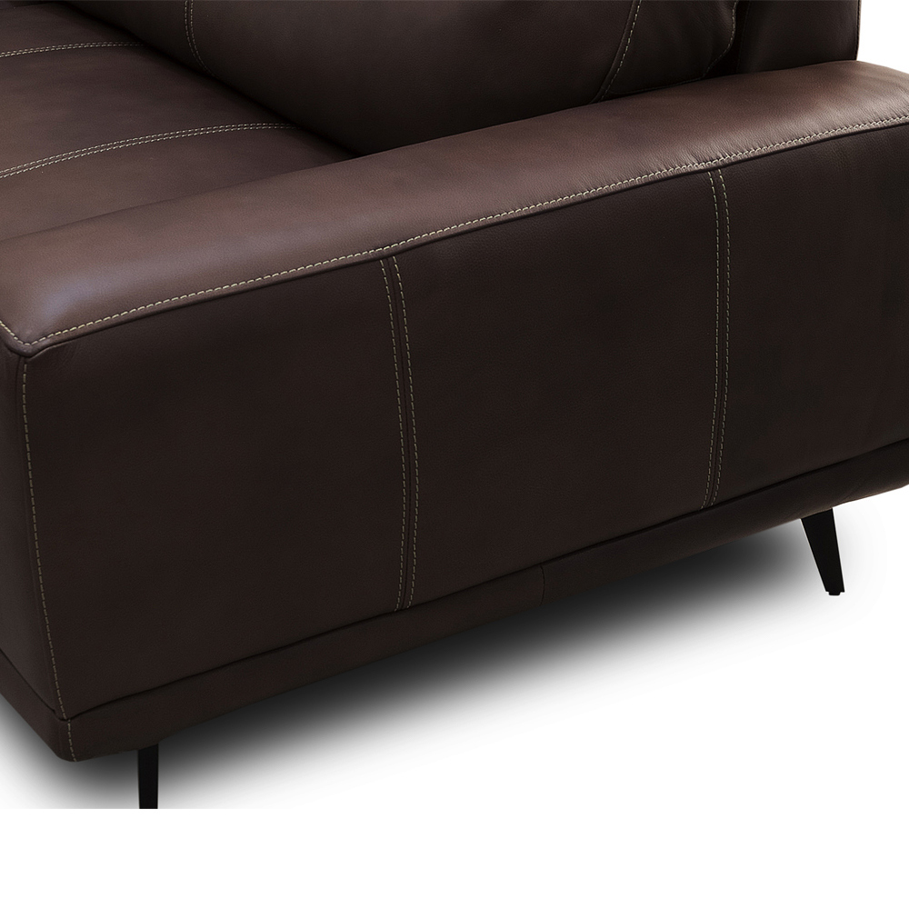 Sofá 3 Lugares Para Sala Living Industrial 216cm Cádis L06 Couro Marrom Escuro - Lyam Decor