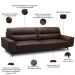 Sofá 3 Lugares Para Sala Living Industrial 236cm Cádis L06 Couro Marrom Escuro - Lyam Decor