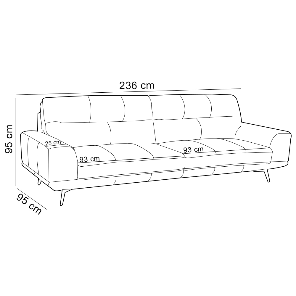 Sofá 3 Lugares Para Sala Living Industrial 236cm Cádis L06 Couro Marrom Escuro - Lyam Decor