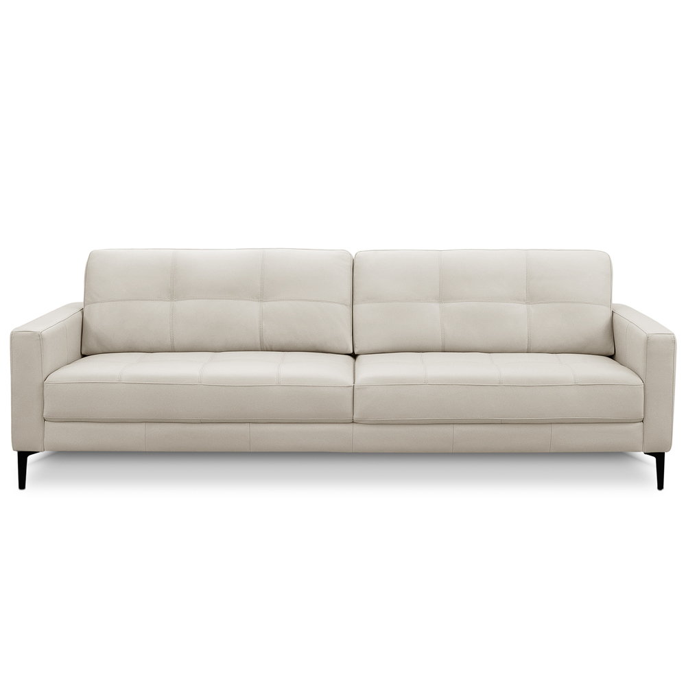 Sofá 3 Lugares Para Sala Living Industrial 240cm Amélie L06 Couro Off White - Lyam Decor