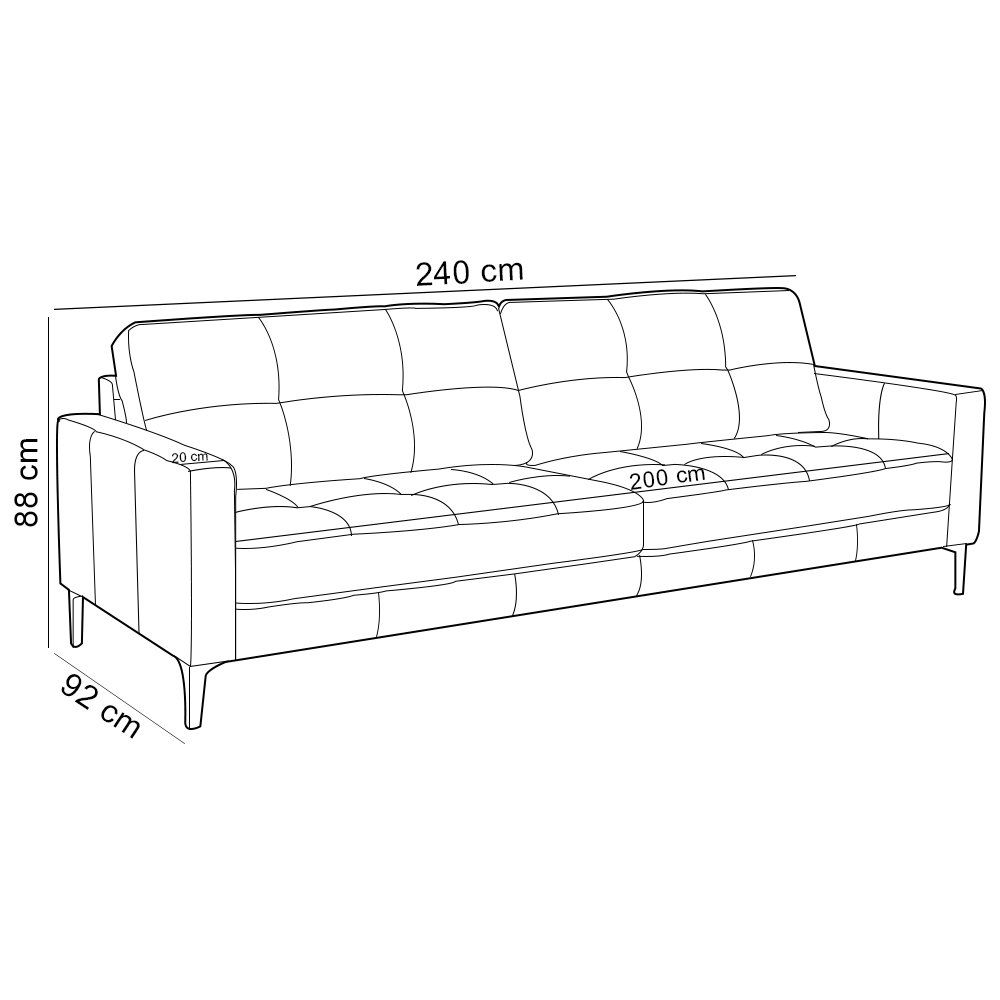 Sofá 3 Lugares Para Sala Living Industrial 240cm Amélie L06 Couro Off White - Lyam Decor