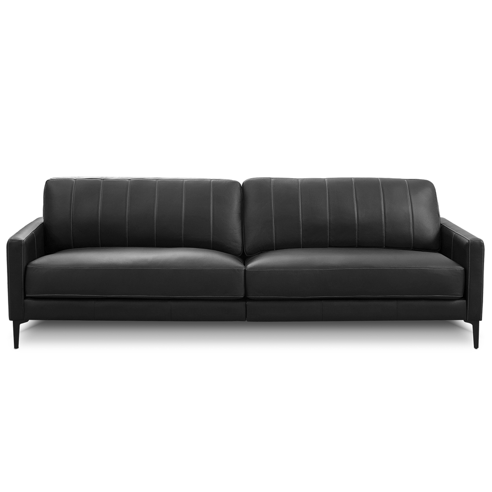 Sofá 3 Lugares Para Sala Living Industrial 240cm Evo L06 Couro Preto - Lyam Decor