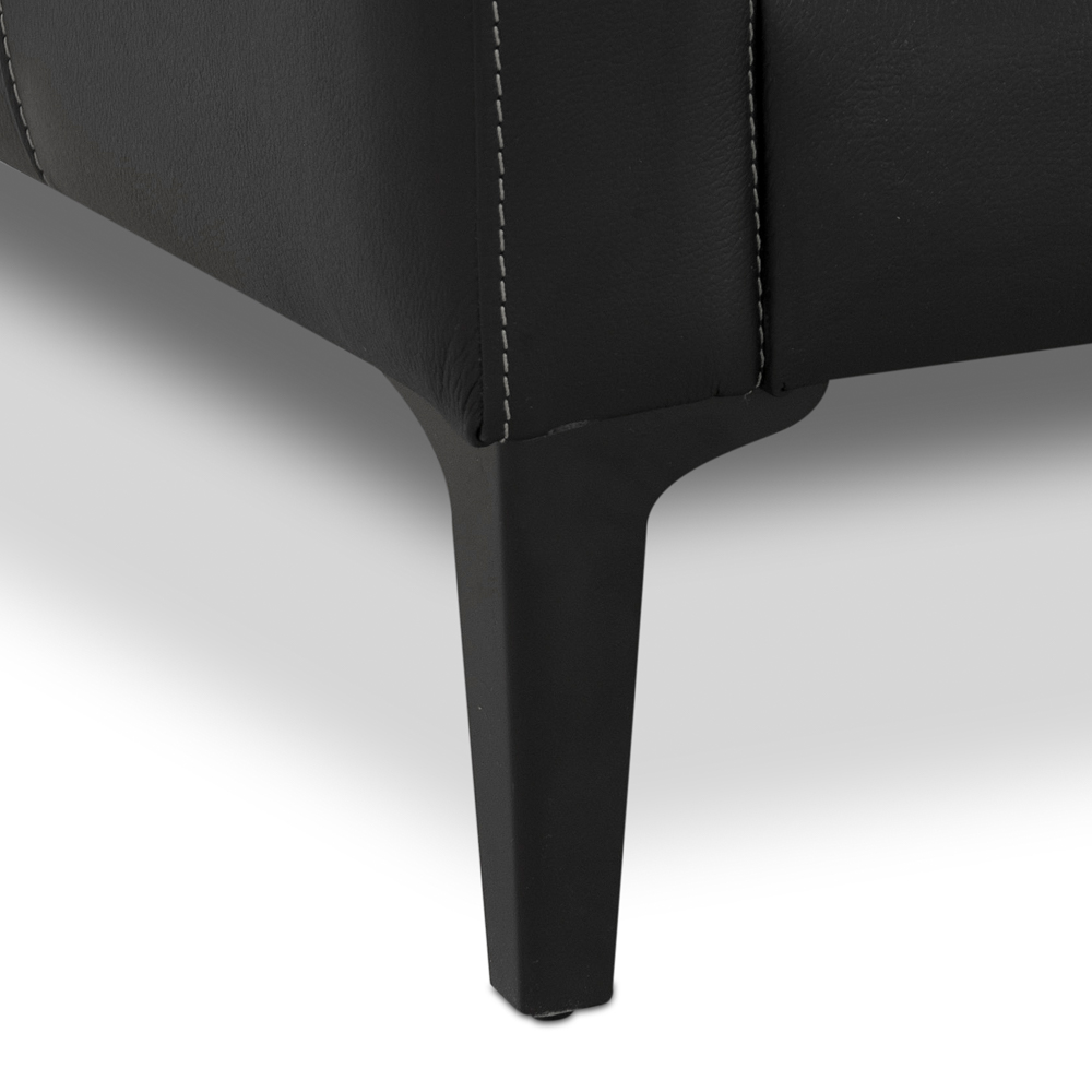 Sofá 3 Lugares Para Sala Living Industrial 240cm Evo L06 Couro Preto - Lyam Decor