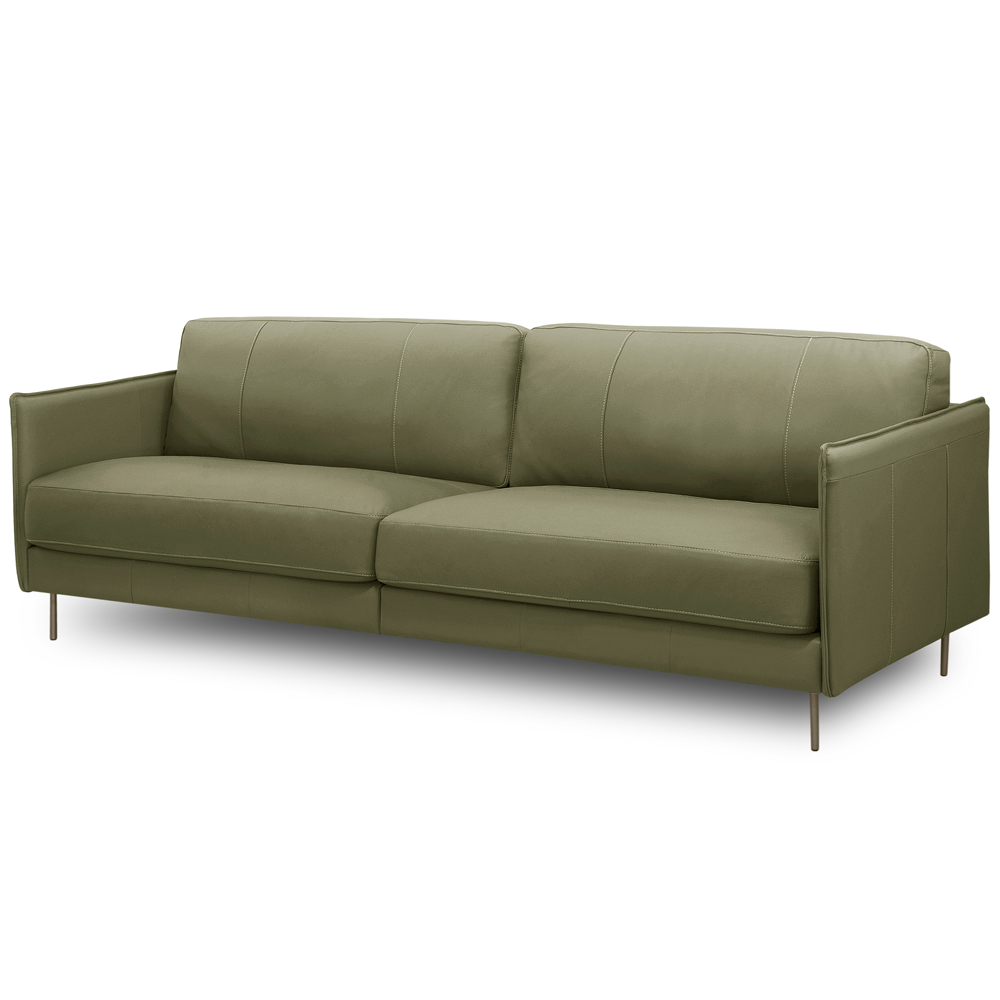 Sofá 3 Lugares Para Sala Living Industrial 240cm Romero L06 Couro Verde Musgo - Lyam Decor