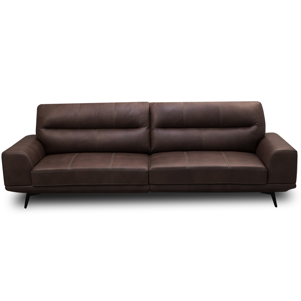 Sofá 3 Lugares Para Sala Living Industrial 256cm Cádis L06 Couro Marrom Escuro - Lyam Decor