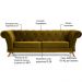 Sofá 3 Lugares Para Sala de Estar Império 180 cm D02 Veludo Mostarda C-260 - Lyam Decor