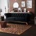 Sofá 3 Lugares Para Sala de Estar Império 180 cm D02 Veludo Preto B-300 - Lyam Decor