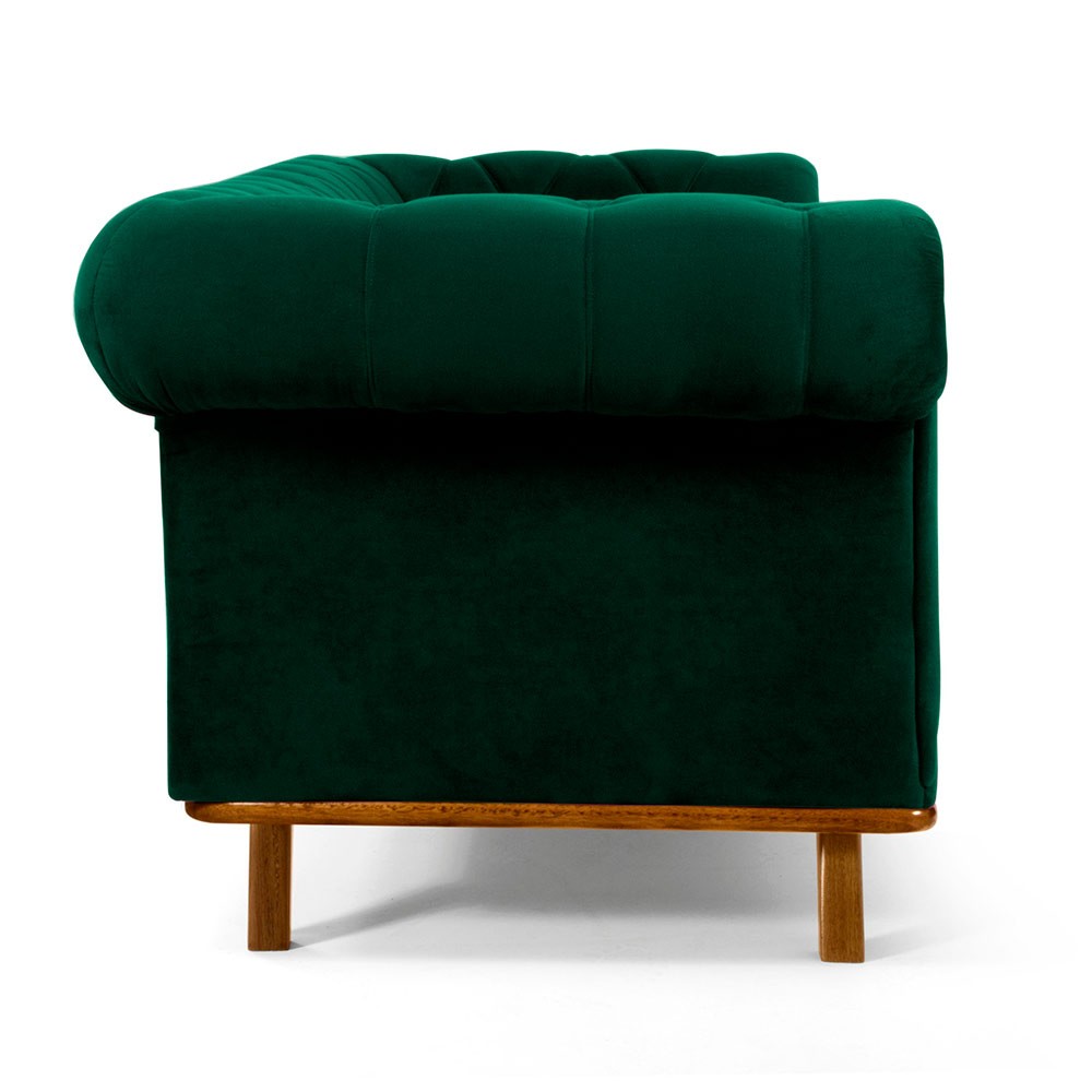 Sofá 3 Lugares Para Sala de Estar Império 180 cm D02 Veludo Verde Musgo C-303 - Lyam Decor