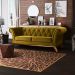 Sofá 3 Lugares Para Sala de Estar Império 210 cm D02 Veludo Mostarda C-260 - Lyam Decor