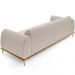 Sofá 3 Lugares Para Sala de Estar Kiev 230cm D02 Base Castanho Pés D'ouro Bouclê Creme C-54 - Lyam Decor