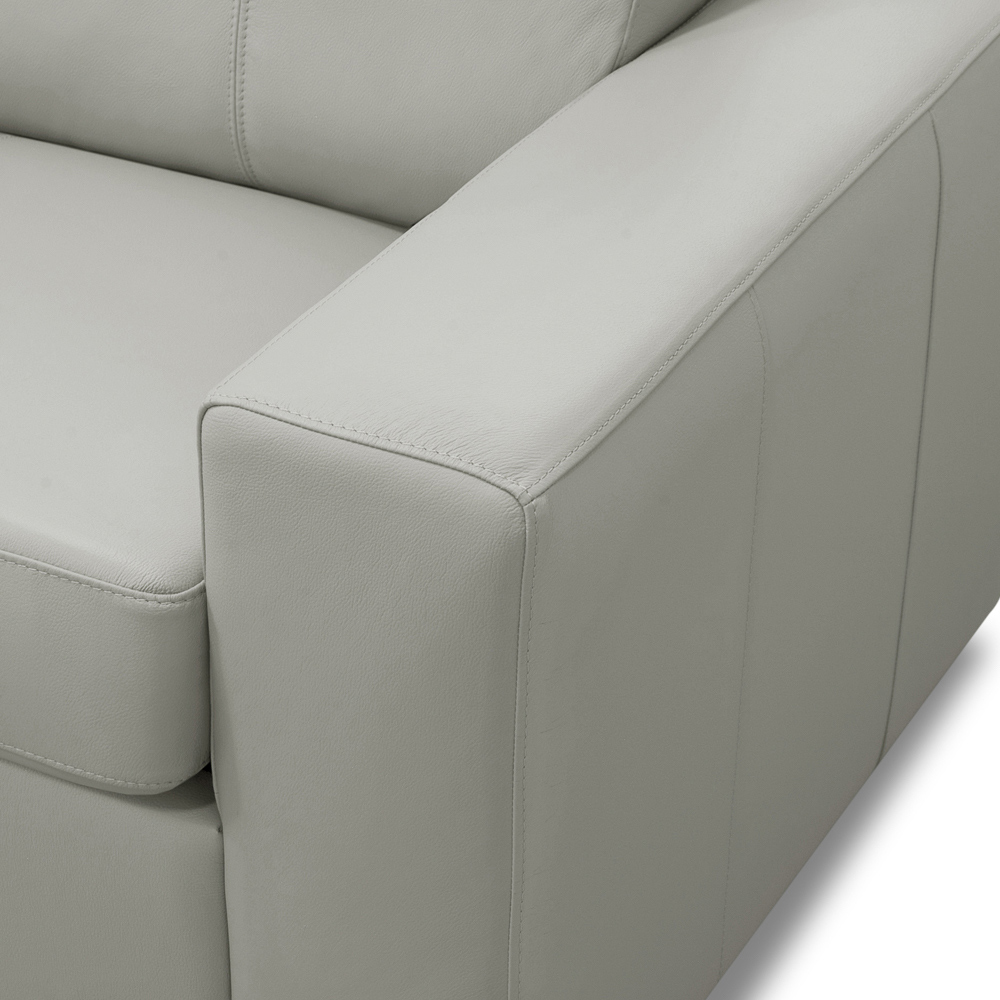 Sofá 3 Lugares Para Sala de Estar Living 205cm Aurora L06 Couro Cinza Claro - Lyam Decor