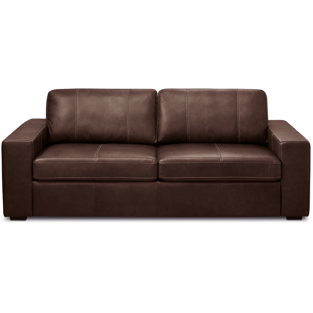 Sofá 3 Lugares Para Sala de Estar Living 205cm Aurora L06 Couro Marrom Café - Lyam Decor