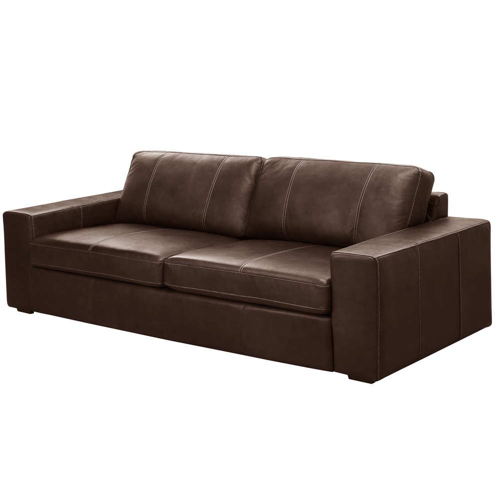 Sofá 3 Lugares Para Sala de Estar Living 205cm Aurora L06 Couro Marrom Café - Lyam Decor