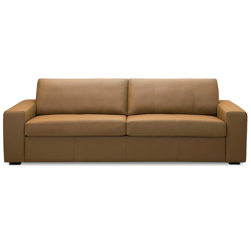 Sofá 3 Lugares Para Sala de Estar Living 205cm Aurora L06 Couro Marrom Claro - Lyam Decor