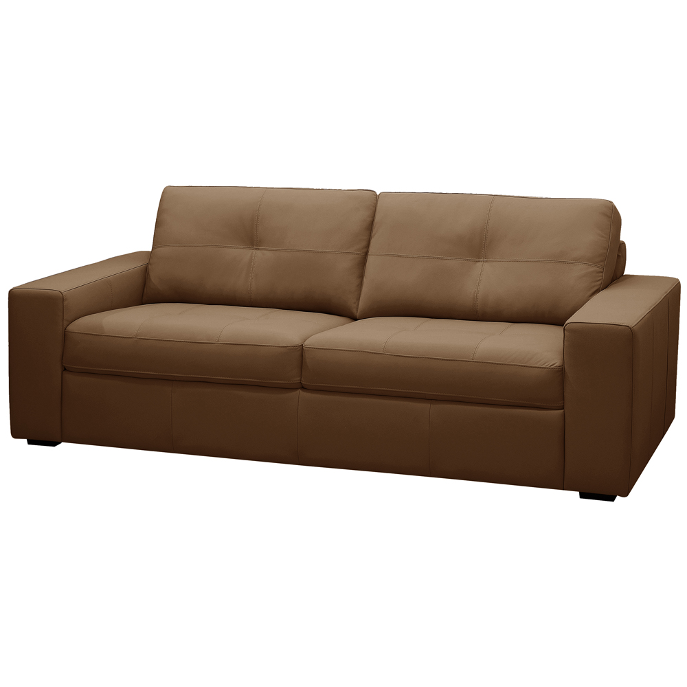 Sofá 3 Lugares Para Sala de Estar Living 205cm Vienne L06 Couro Marrom Claro - Lyam Decor