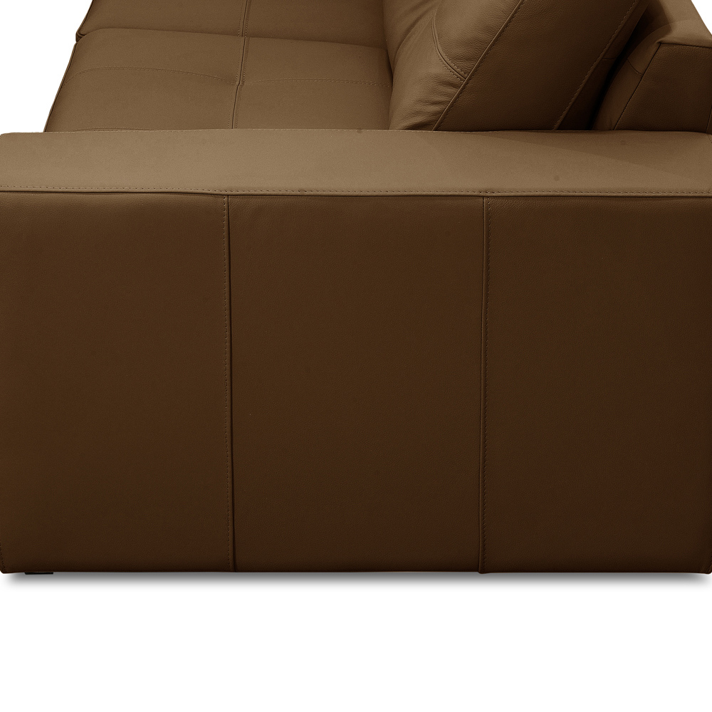 Sofá 3 Lugares Para Sala de Estar Living 205cm Vienne L06 Couro Marrom Claro - Lyam Decor