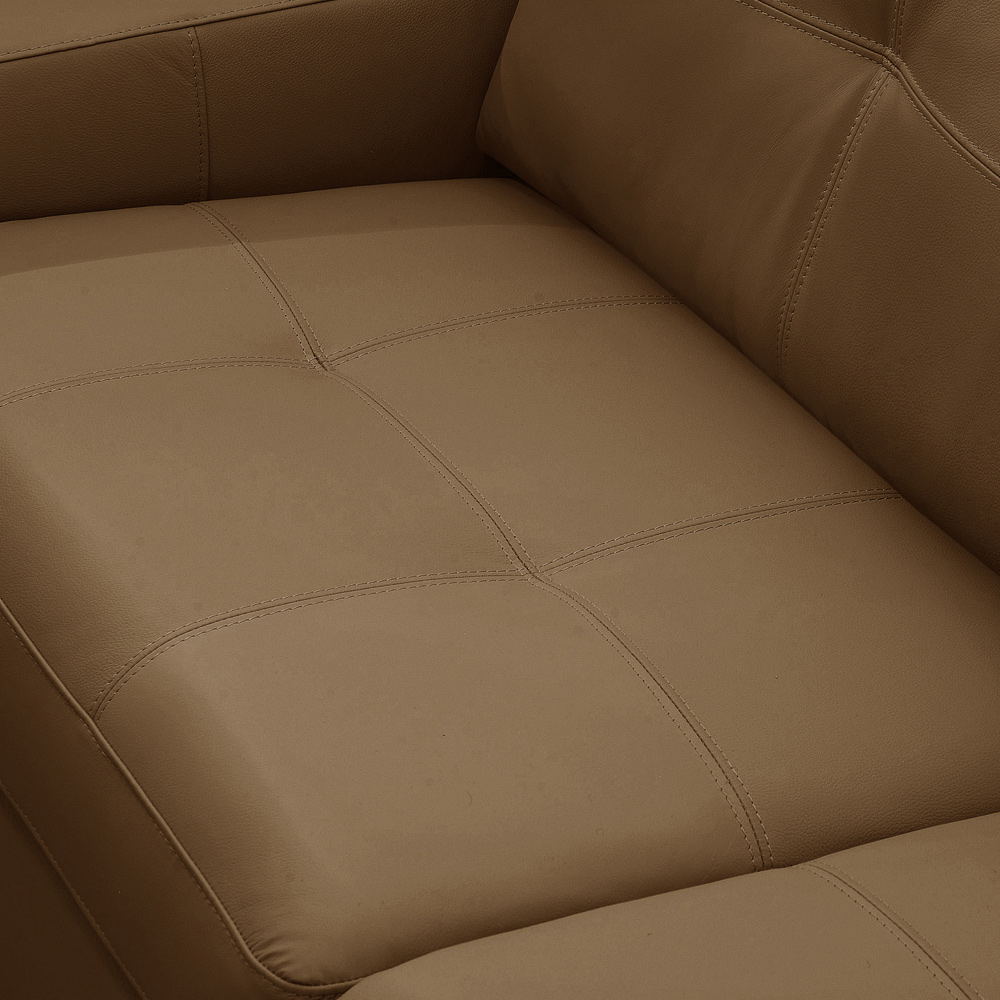 Sofá 3 Lugares Para Sala de Estar Living 205cm Vienne L06 Couro Marrom Claro - Lyam Decor