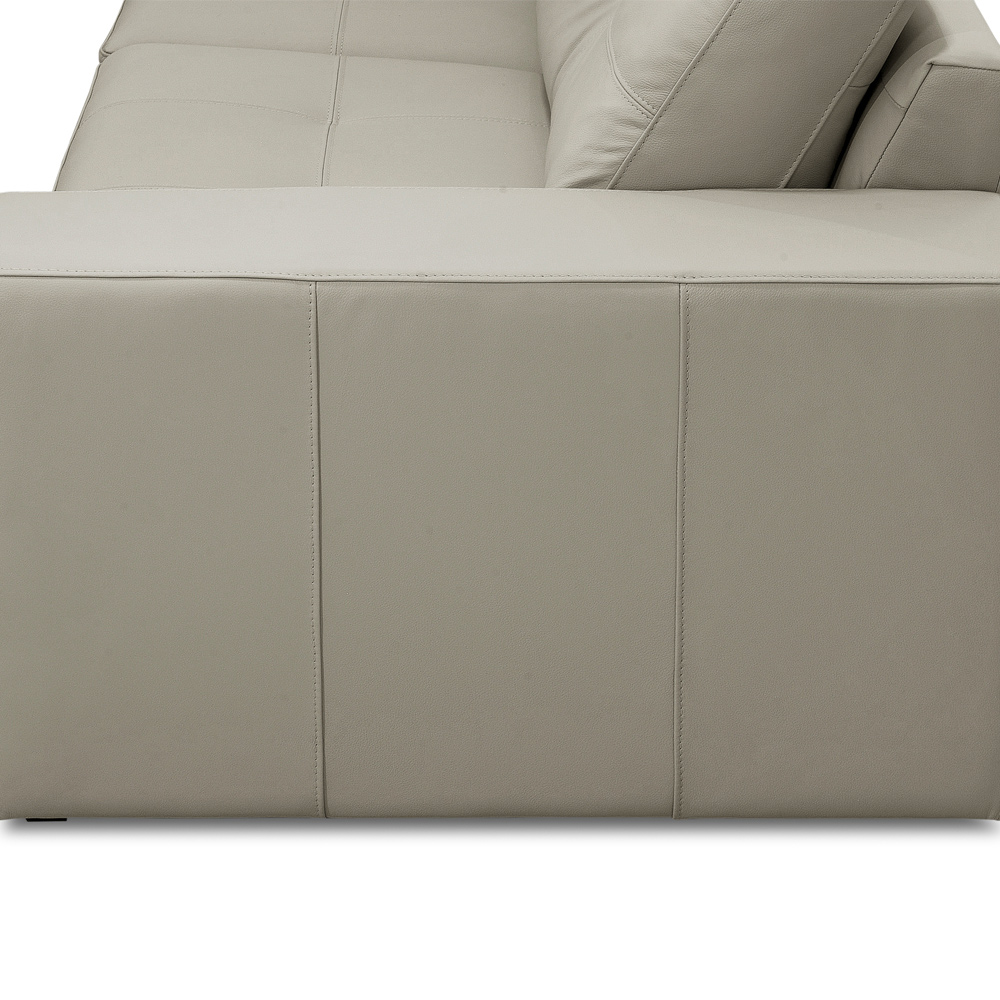Sofá 3 Lugares Para Sala de Estar Living 205cm Vienne L06 Couro Pérola - Lyam Decor