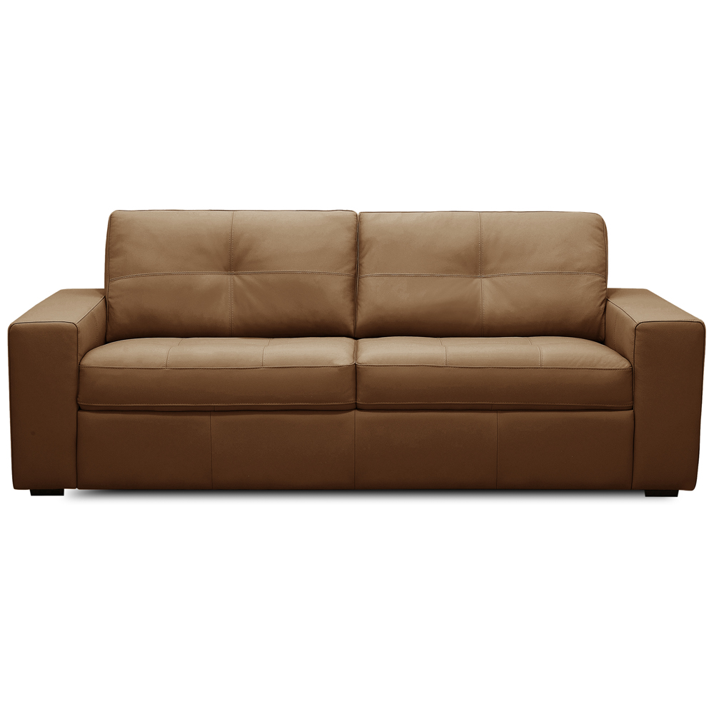 Sofá 3 Lugares Para Sala de Estar Living 235cm Vienne L06 Couro Marrom Claro - Lyam Decor